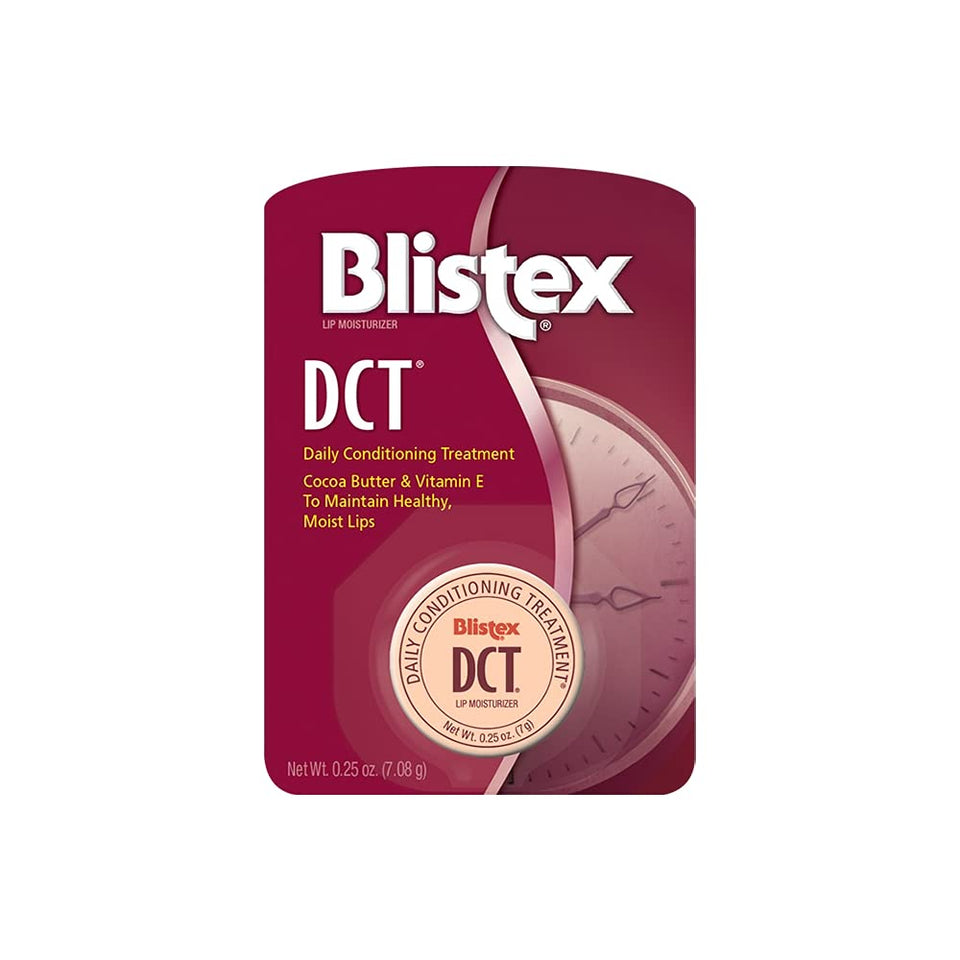 Blistex DCT pack front view showing twelve 0.25 oz jars and clear branding for quick access