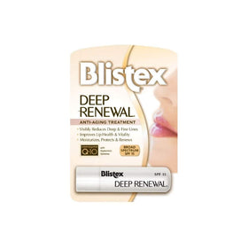 Blistex Deep Renewal front packaging showing SPF 15 protection and value pack convenience