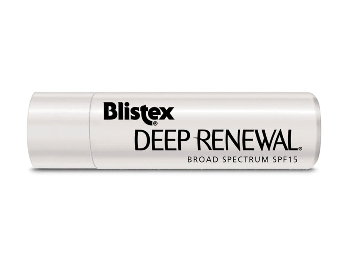 Blistex Deep Renewal open stick close-up showing creamy texture and smooth glide
