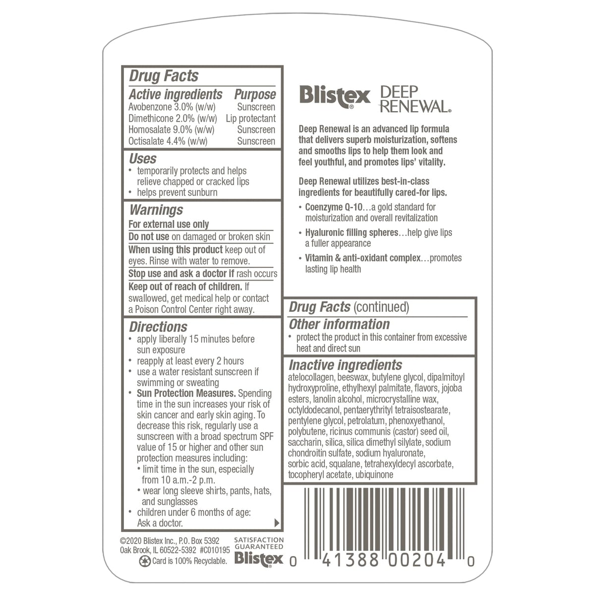 Blistex Deep Renewal texture closeup highlighting hyaluronic spheres and hydration benefits