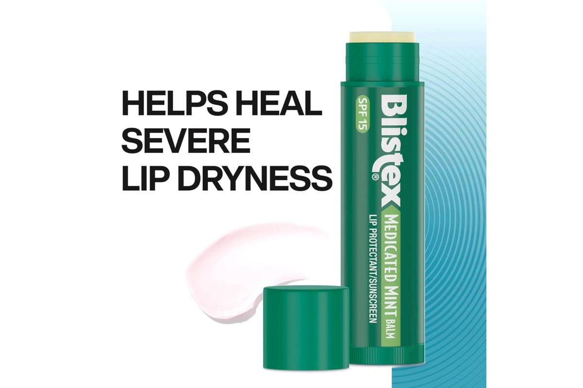 Blistex held in hand for scale demonstrating compact 0.15 oz portability