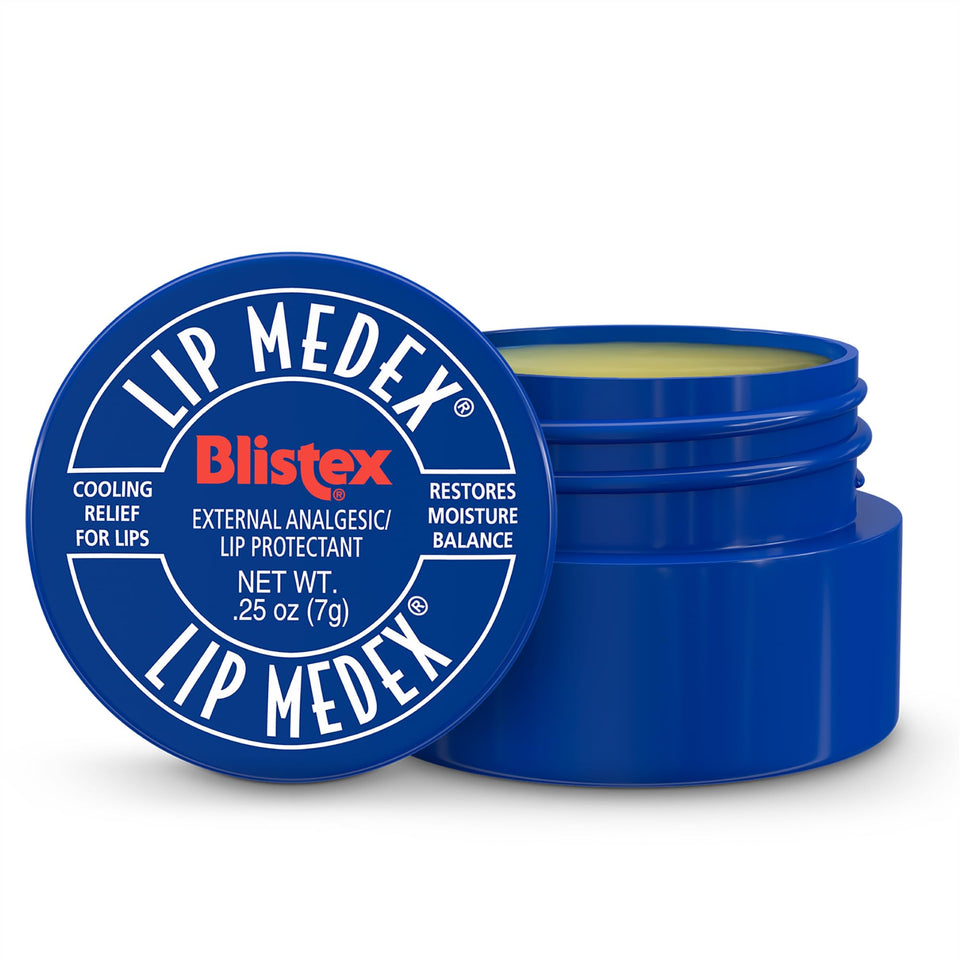 Blistex front packaging showing product name and medicated promise for quick relief