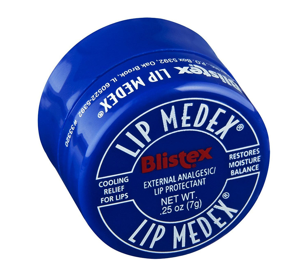 Blistex jar front view showing medicated balm cooling relief
