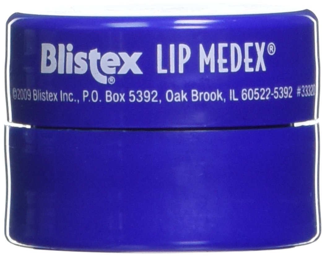 Twelve-count Blistex Lip Medex pack arranged next to a coin for size comparison