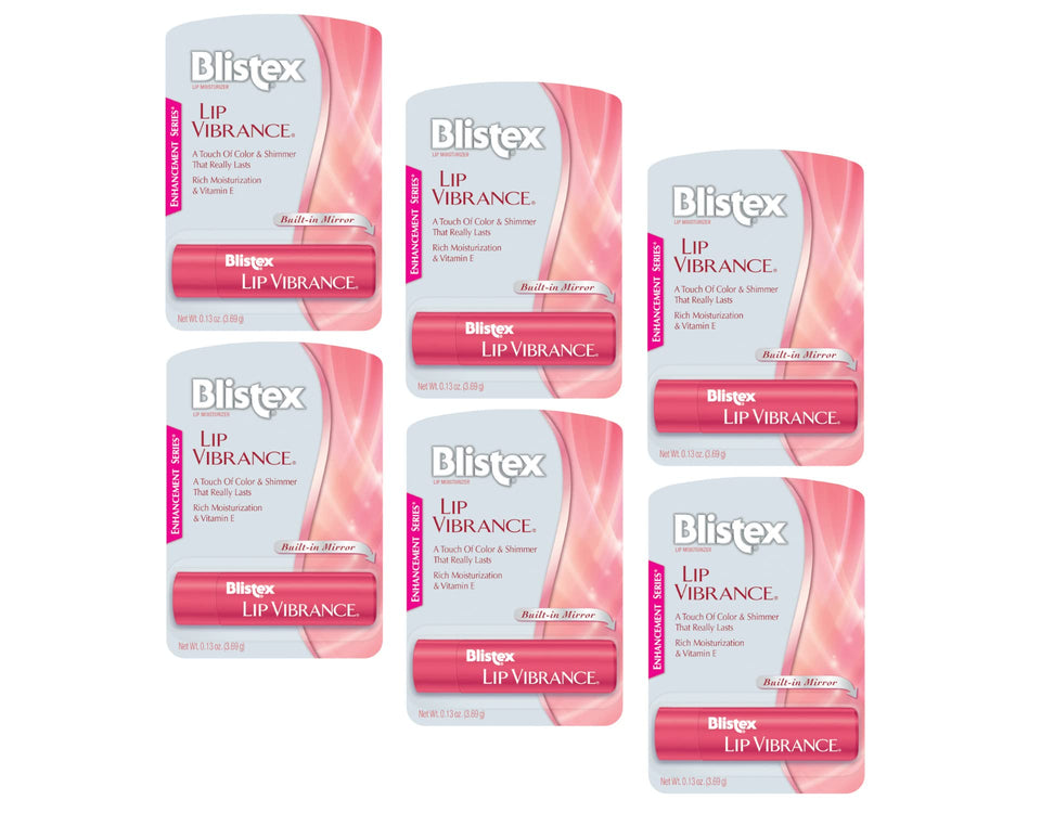 Blistex front packaging showing six tubes and benefits for quick choice