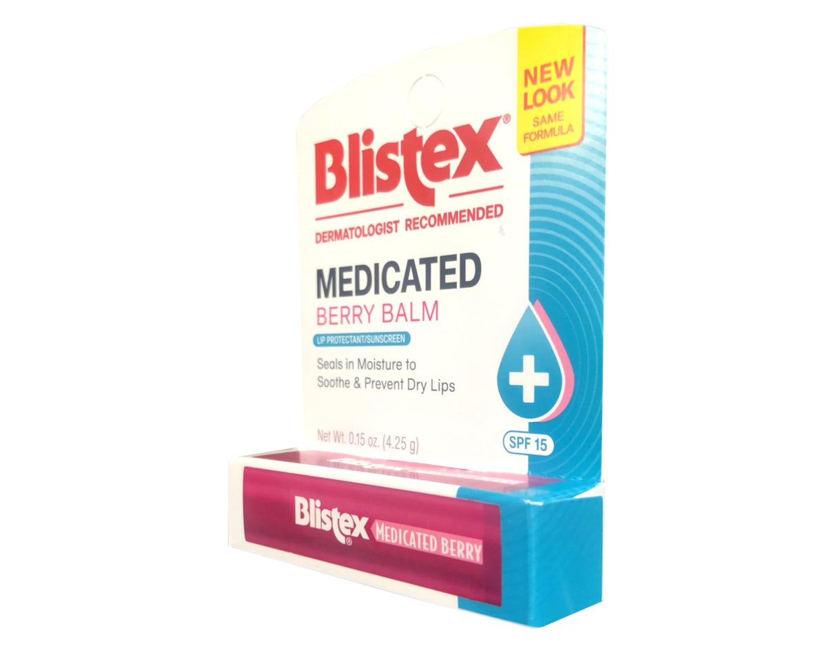 Blistex in-hand scale showing 0.15 oz tube size and portable convenience