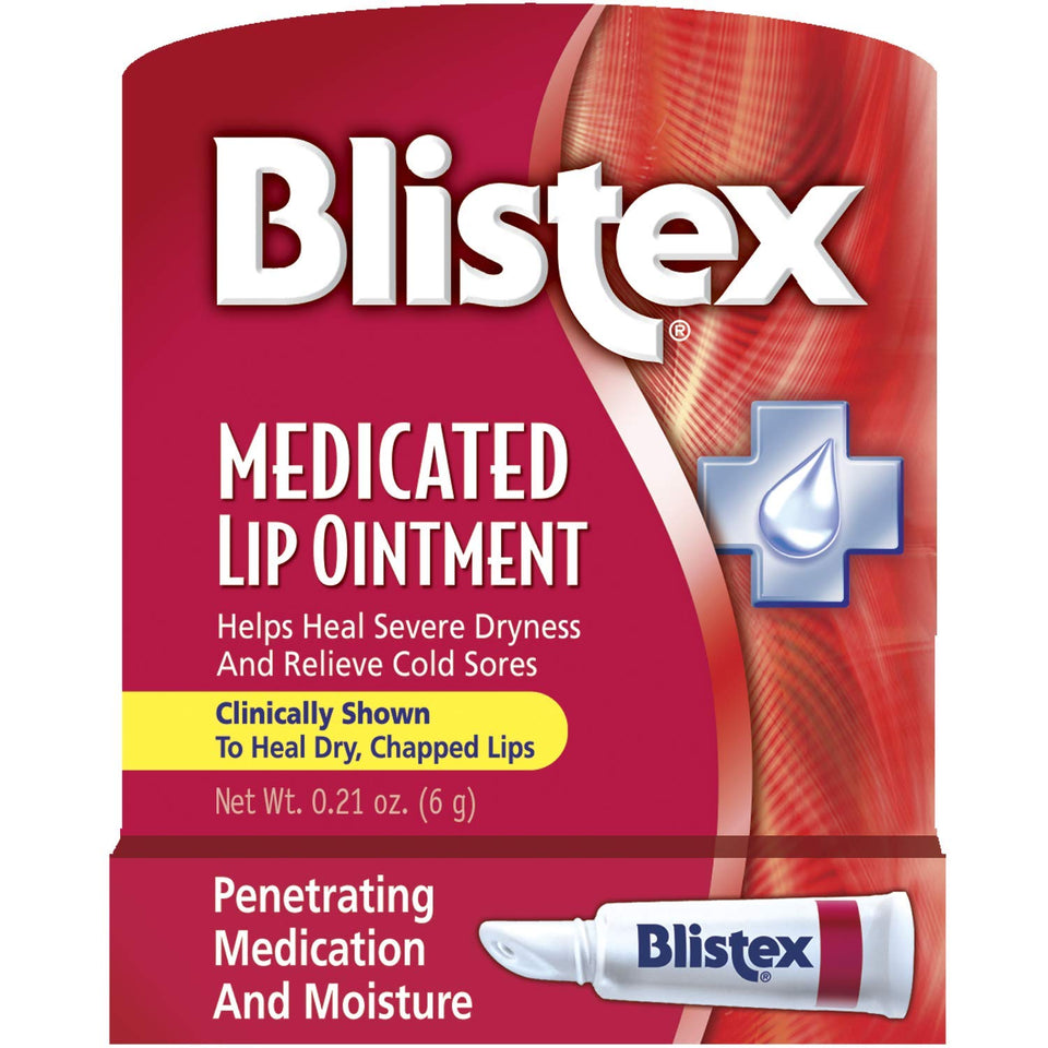 Blistex front tube view showing branding and product relief