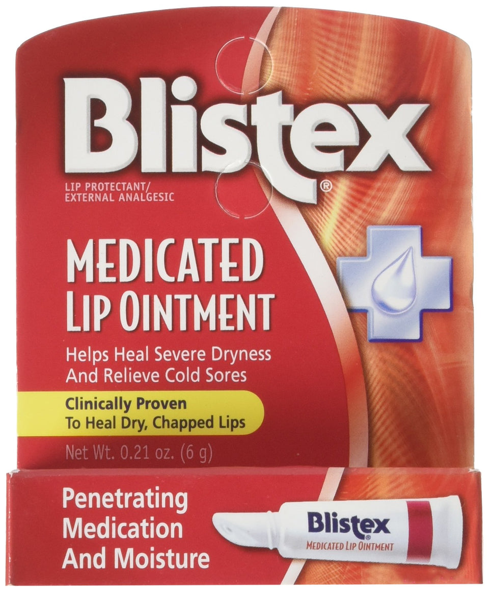 blistex front tube showing label and compact pack, soothes sore lips