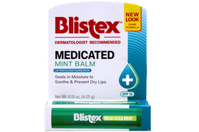 Blistex front packaging showing medicated mint and SPF15 protection