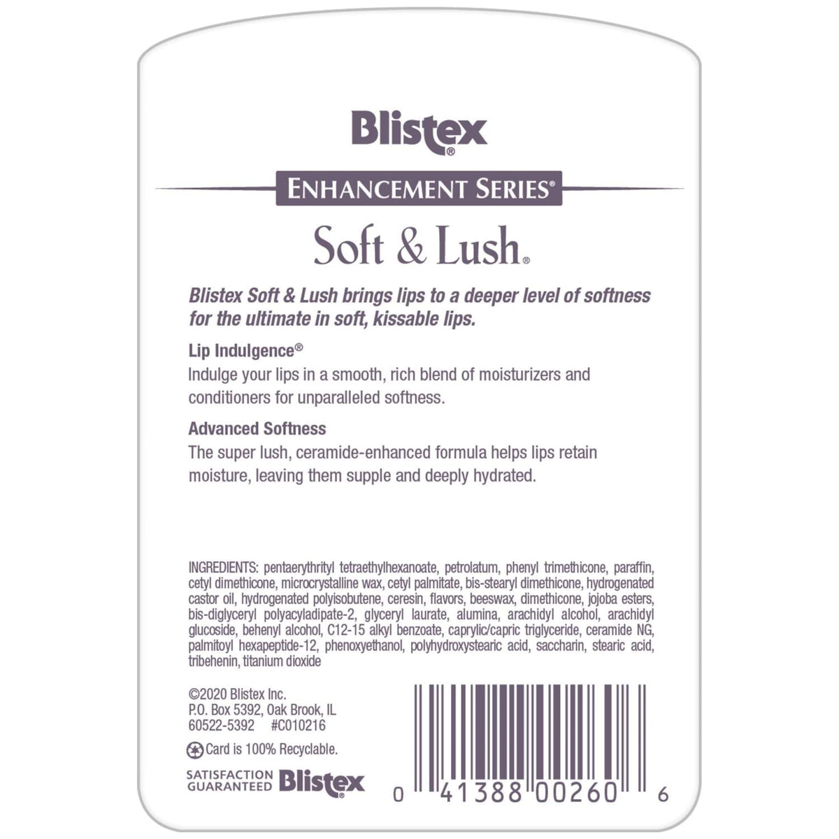 Back label of Blistex showing directions and SPF 15 protection for informed use