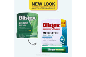 Blistex stick held in hand showing compact travel-friendly size