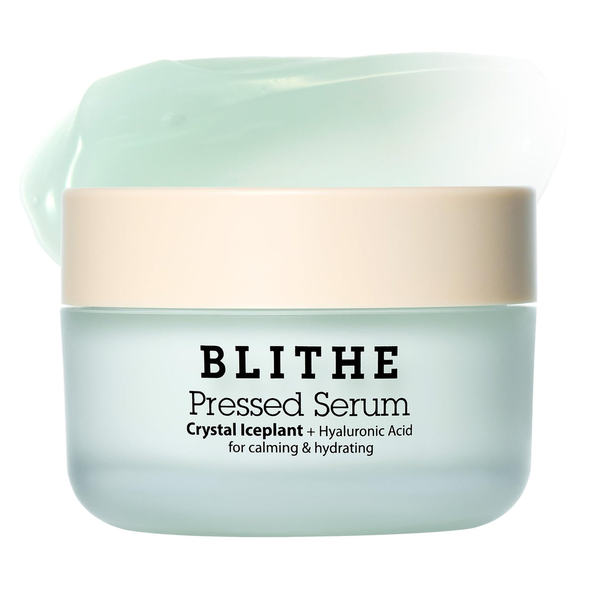 BLITHE front tub showing compact pressed serum moisturizer for travel
