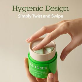 BLITHE texture close-up of balm-to-oil transformation demonstrating smooth glide