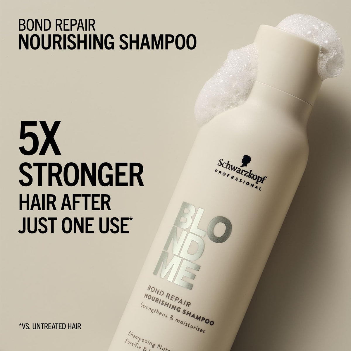 BlondMe before and after blonde hair comparison showing improved strength benefit