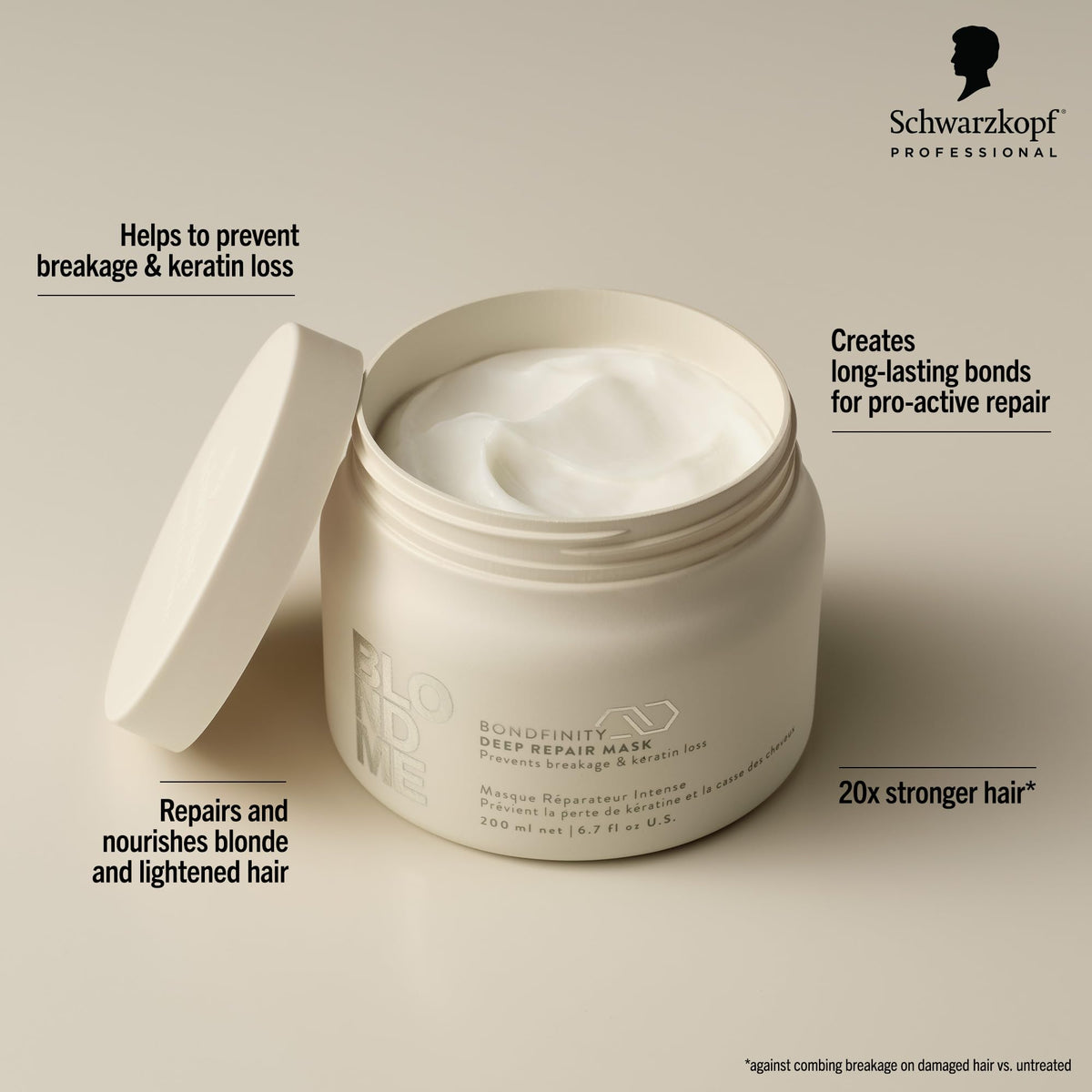 BlondMe creamy mask texture highlighting deep nourishment