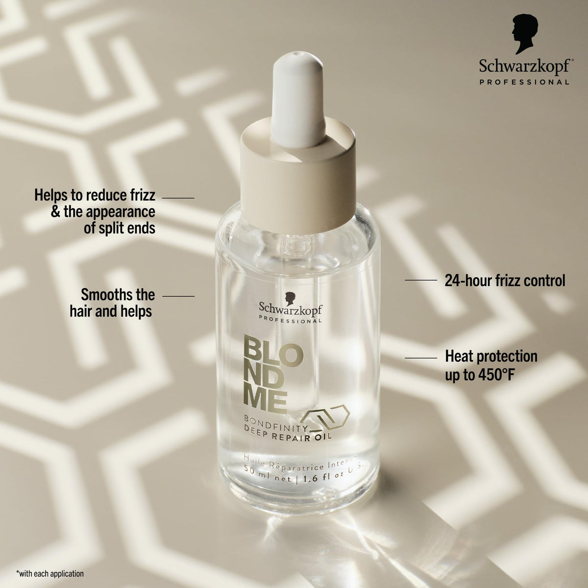 BlondMe pump and bottle detail emphasizing controlled dispense and convenience