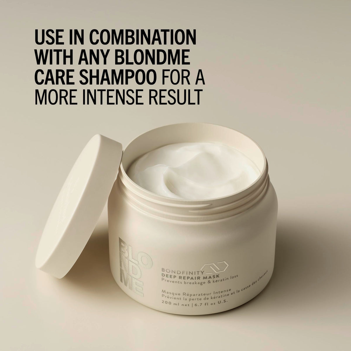 BlondMe mask on bathroom shelf conveying salon-quality care