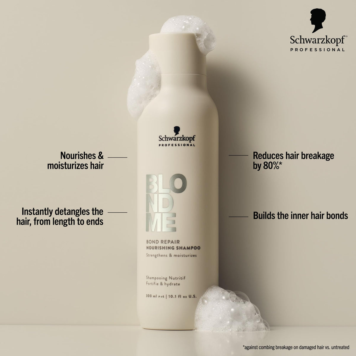 BlondMe pump close-up showing creamy texture and easy dispensing benefit