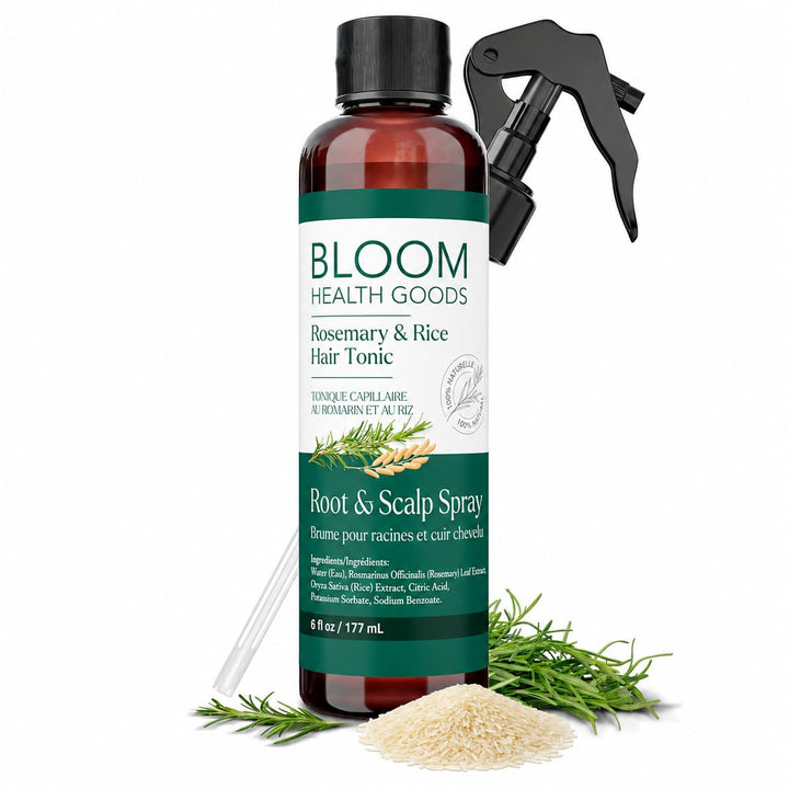 Bloom Health Goods front bottle view showing label and 6 oz packaging benefit of freshness