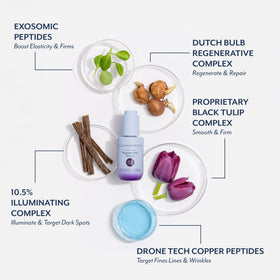 Bloomeffects key ingredients green tea and crocus bulb displayed for antioxidant benefits