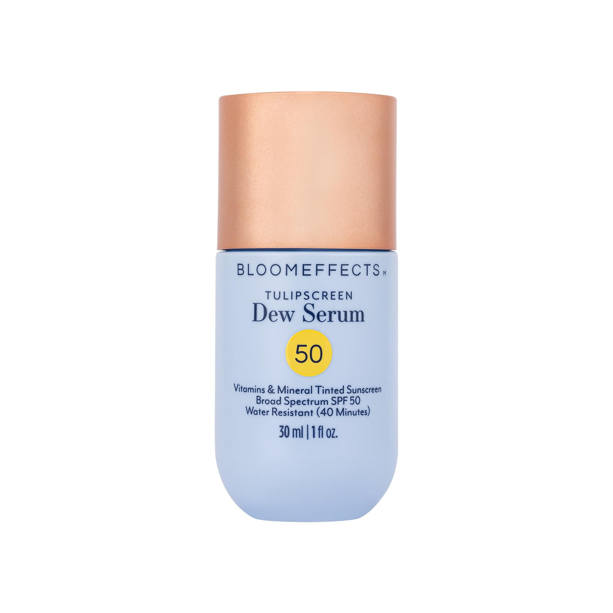 Bloomeffects front packaging showing bottle and label, highlights SPF protection