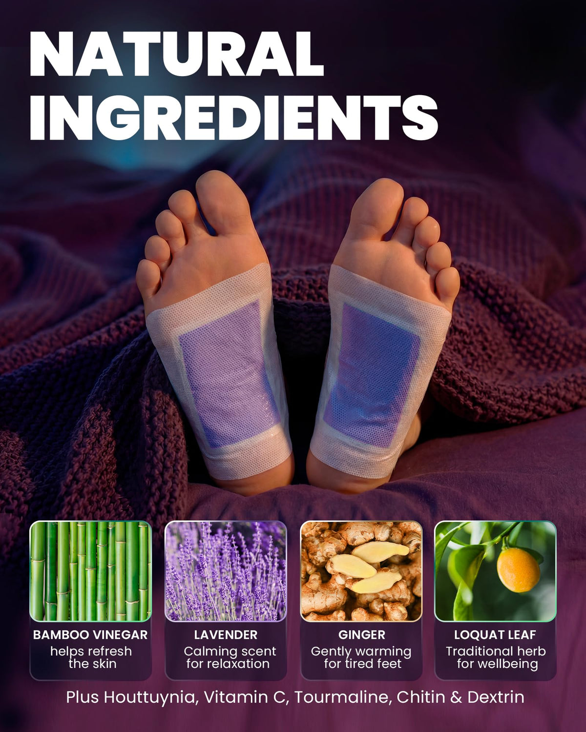 BloomLab ginger mugwort and bamboo ingredients arranged to show natural origin