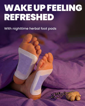 BloomLab pads on a bedside table with lavender and cozy nighttime setting