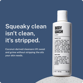 Blu Atlas label close-up on pump bottle highlighting clean ingredients and readability benefit