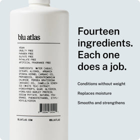 Blu Atlas ingredient label close-up highlighting 14 purposeful ingredients