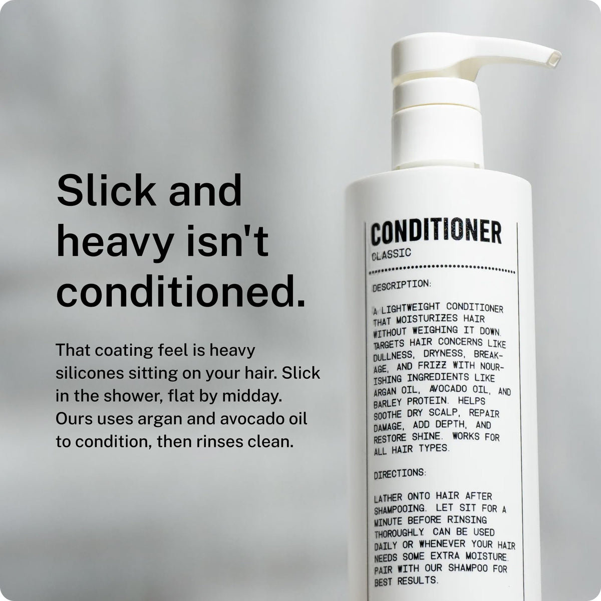 Blu Atlas conditioner creamy texture on hand for easy spreadability