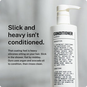 Blu Atlas conditioner creamy texture on hand for easy spreadability