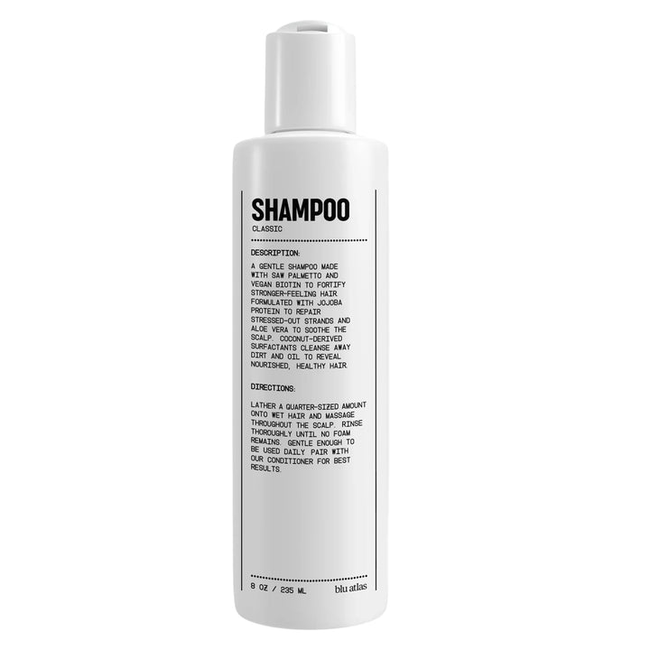 Blu Atlas front packaging showing bottle and clean design for simple grooming