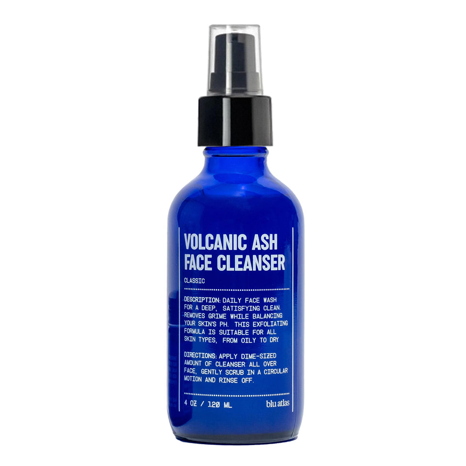 Blu Atlas front packaging showing cleanser and classic scent benefits