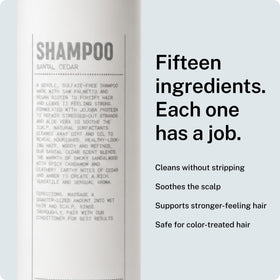 Blu Atlas shampoo texture poured into hand showing gentle foam benefit