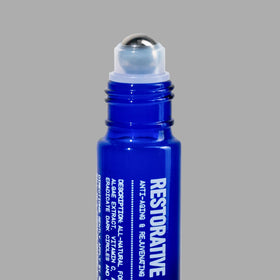 Blu Atlas serum texture on fingertip illustrating lightweight hydration and quick absorption