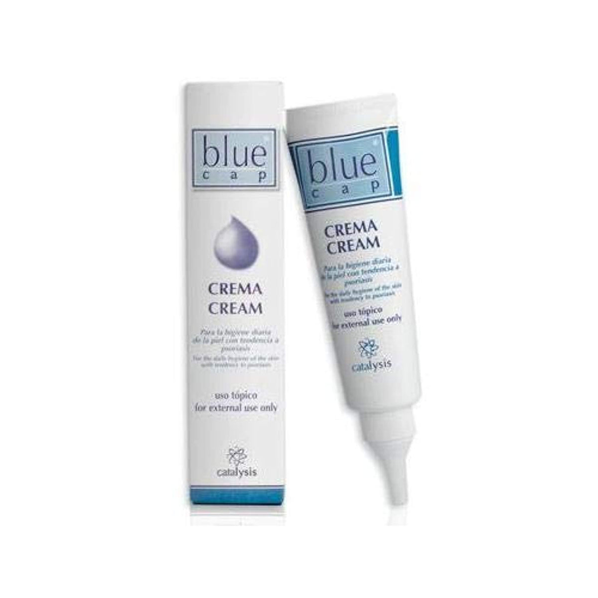 Blue Cap front packaging showing bottle and brand for clear product identification and trust