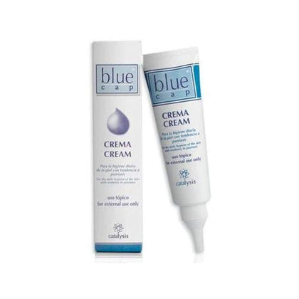 Blue Cap front packaging showing bottle and brand for clear product identification and trust