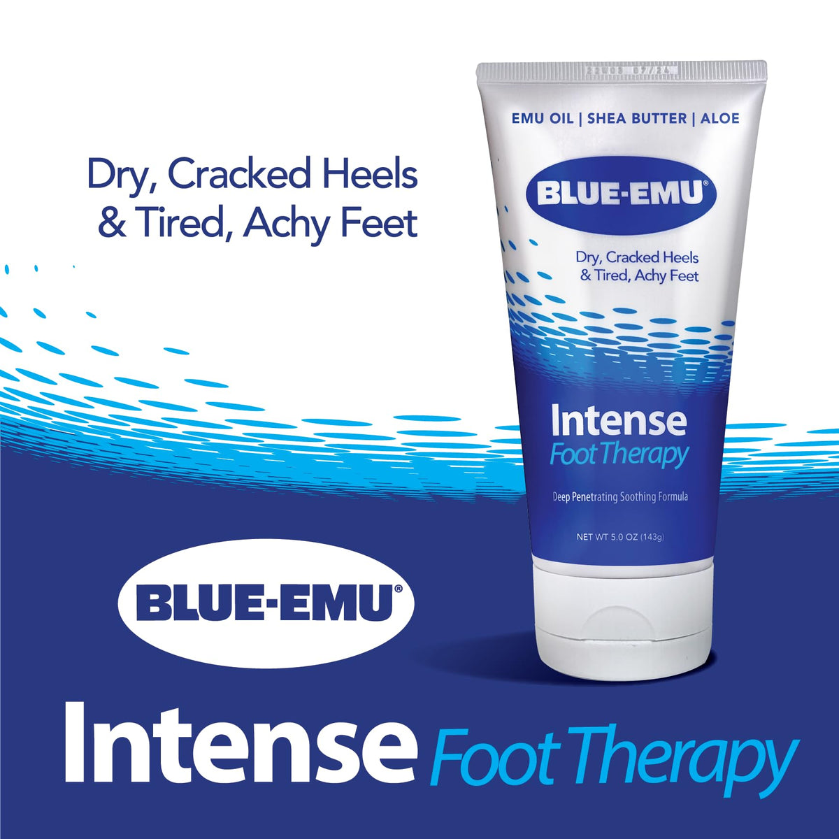 BLUE-EMU applied to foot demonstrating soothing, cooling relief benefit