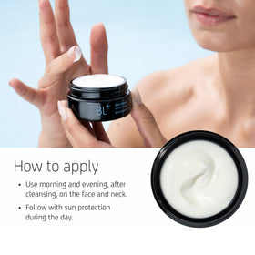 Blue Lagoon cream applied to hand demonstrating quick-absorbing hydration