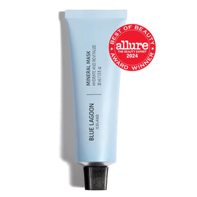 Blue Lagoon jar open revealing creamy overnight mask texture and easy scoop benefit