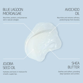 Blue Lagoon lip balm held in hand to show compact 10 ml travel-friendly size