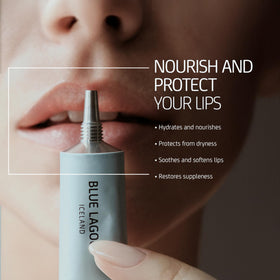 Blue Lagoon lip balm texture close-up highlighting smooth hydrating formula