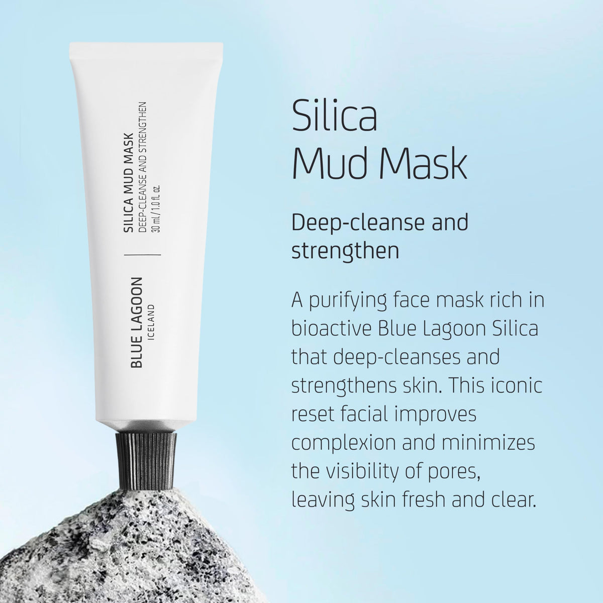 Model applying Blue Lagoon mask to face demonstrating easy at-home spa use