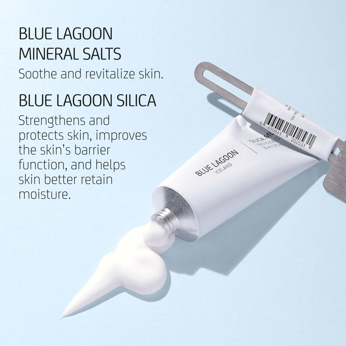 Close-up of silica mask texture highlighting natural clay for gentle purification