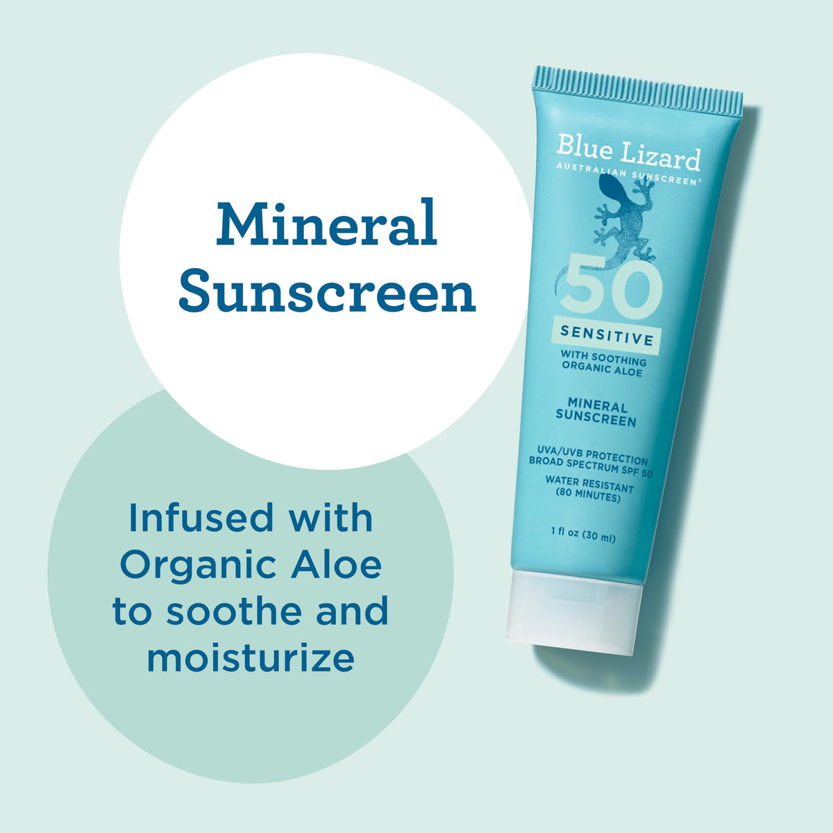 Blue Lizard ingredient label highlighting zinc oxide and titanium dioxide