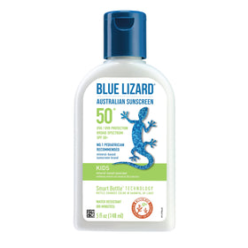 Blue Lizard front packaging showing SPF 50+ and benefits for quick identification