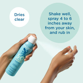 Hand holding Blue Lizard 5 oz can to show portable size and convenience