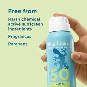 Blue Lizard spray on arm drying clear for smooth, non-sticky protection