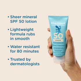 Blue Lizard lotion texture close-up illustrating lightweight, sheer finish