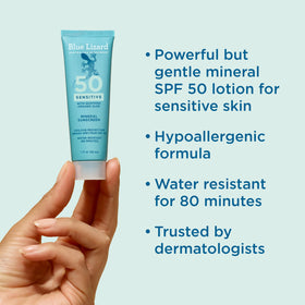 Blue Lizard lotion texture close-up showing mineral cream consistency